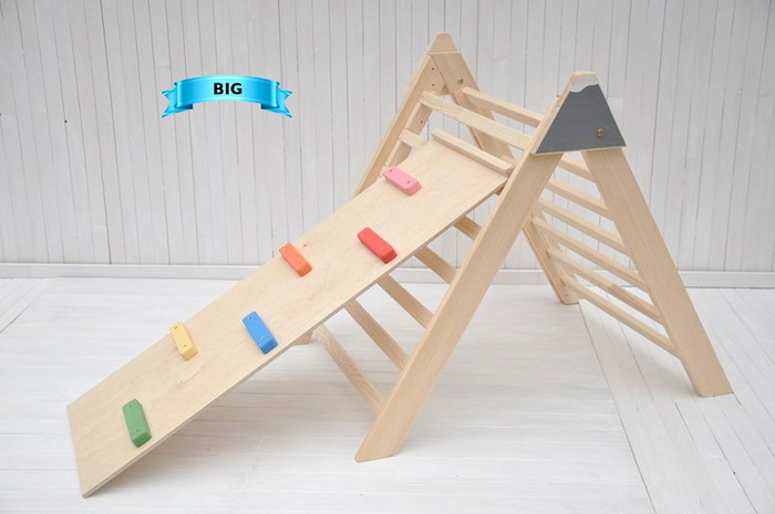 Climbing frame with slide foldable space-saving playground for active kids indoors