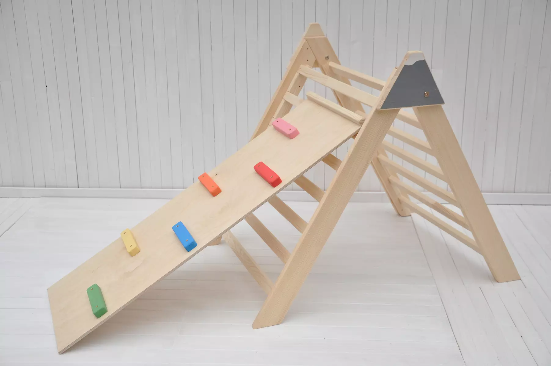 Wooden indoor playground set Mountain climber Kids baby orthopedic climbing triangle toy