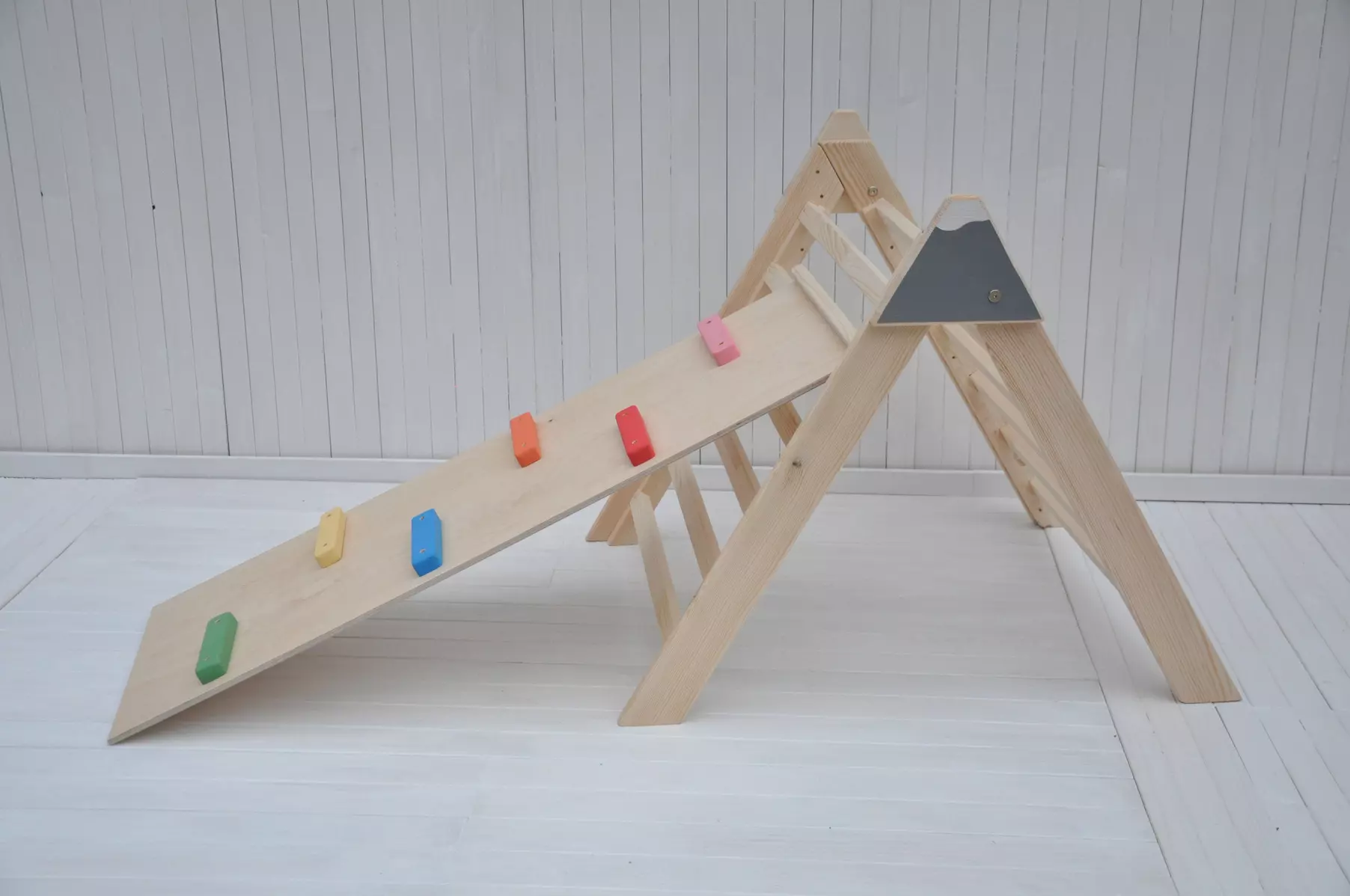 Foldable triangle climber Baby Mountain Barin Toys ladder with wooden climbing ramp and slide 3 in 1 set.