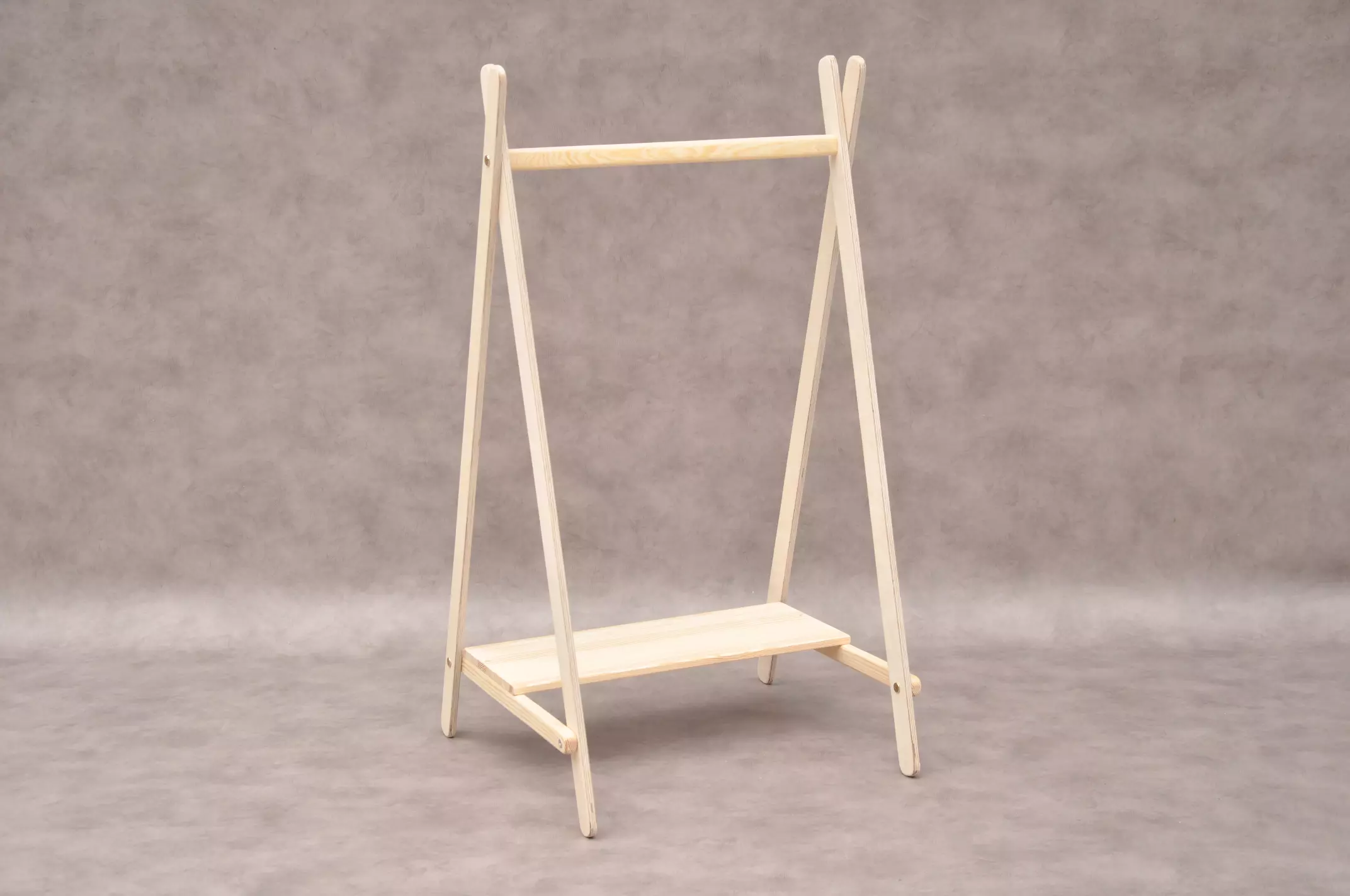 Childrens clothes rail Tipi for toddler's small clothes, Barin Toys mini hanging rail - convinient and low-cost, sturdy wooden kid's open wardrobe available to order online at barintoys.co.uk with UK free delivery.