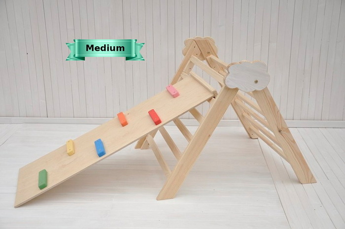 Cloud Baby wooden climbing frame indoor and outdoor sport activity center with Beginner's board slide.
