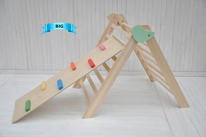 Indoor climbing frame and slide toddler play center active kids energy consumption helper at home