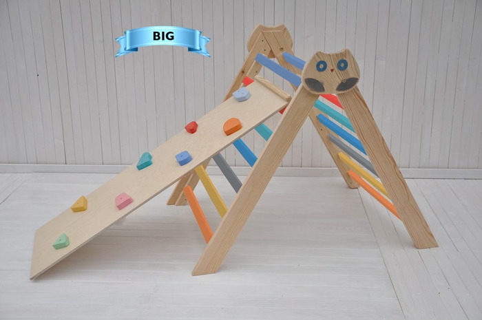 Kids indoor climbing frame triangle and slide indoor playground - the color splash at your play room