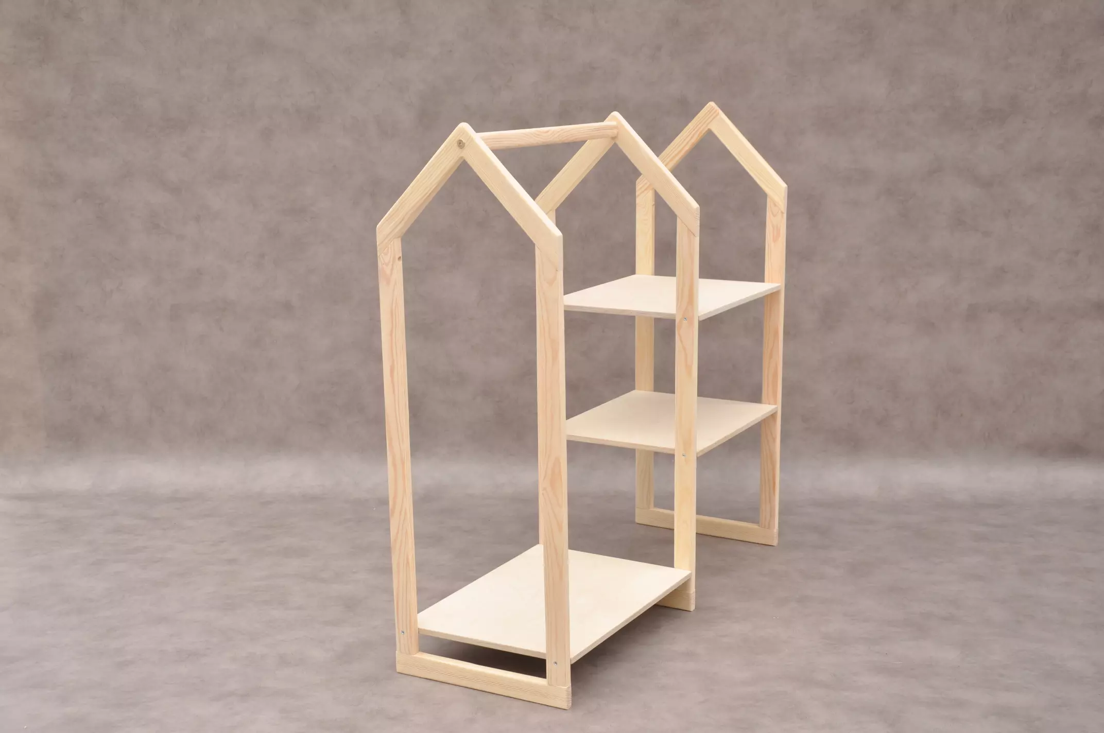 Baby clothes rail Barin Toys House shaped Montessori kid's wardrobe from natural solid wood available for ordering online with free delivery at the best price.