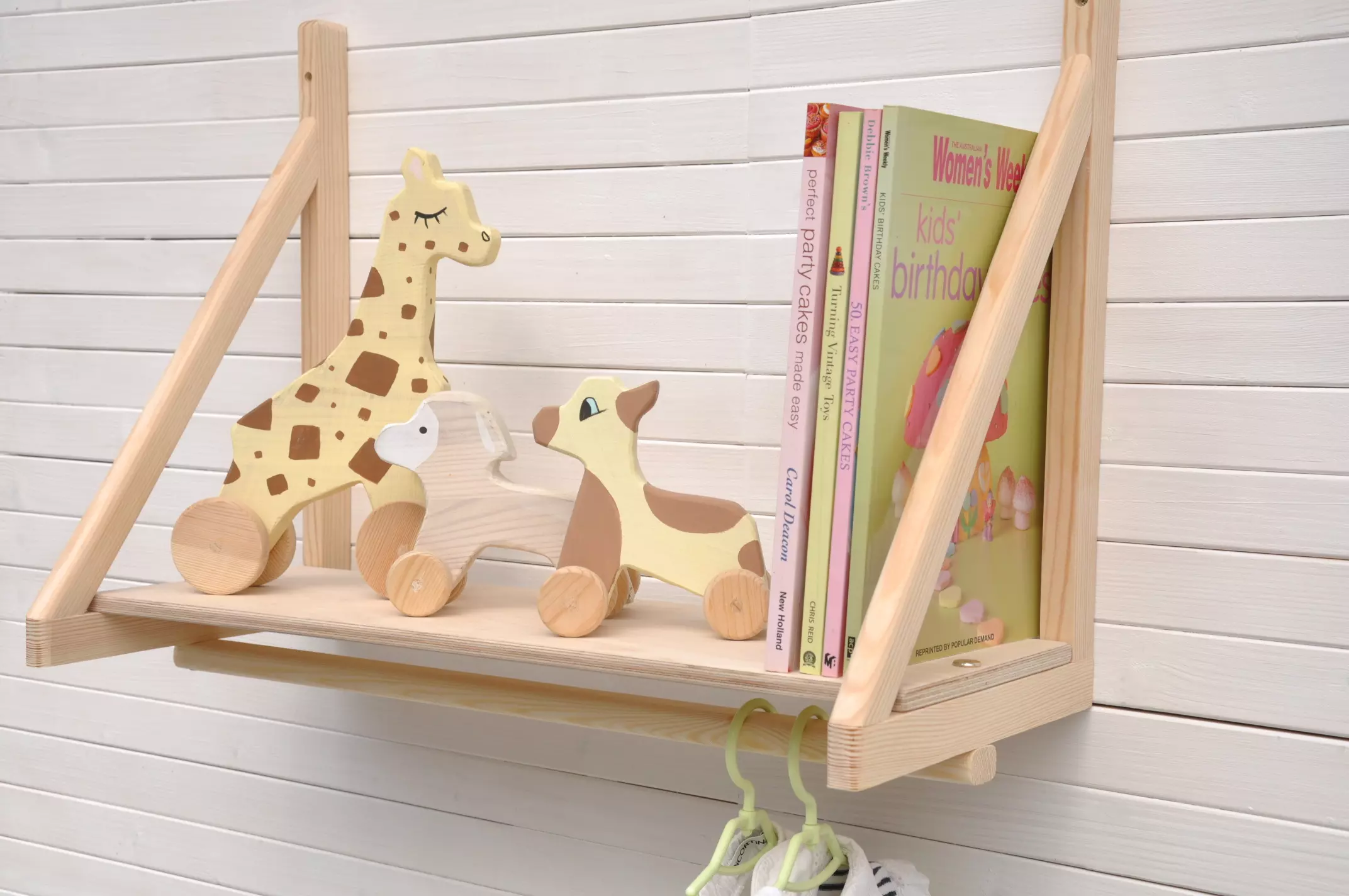 Floating childrens dressing up rail Set Sail nursery shelves by Barin Toys brand - small childrens clothes rail for fancy dress, costume, baby and toddler dress up storage in nursery room, bedroom or hall.